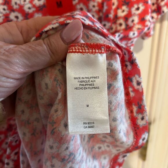 NWT Lucky Brand Floral Print Scoop Neck Stretch Knit Cotton Blend Tee M - Picture 6 of 12